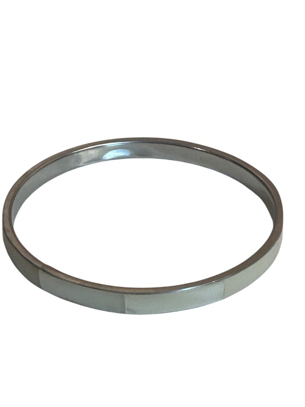Mother Of Pearl Inlay Silver-Tone Bangle Bracelet Minimalist Stackable